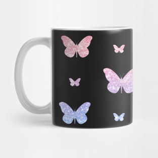 Pink Blue Ombre Faux Glitter Butterflies Mug